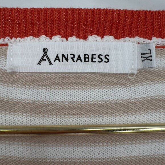 Anrabess Women's Long Sleeve Crewneck Striped Pull-Over Sweater/Top XL - Picture 7 of 9